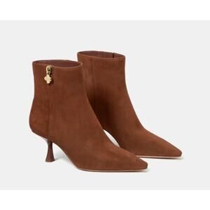 Kate Spade Adele Bootie Hot Chocolate Suede 6.5 Pre-Loved Kitten Heel Pointy Toe